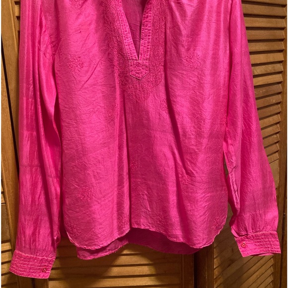 Raiment Fashions Hot Pink Silk Blade Collar Top - Picture 8 of 14